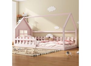 4061280139350 - Okwish - Flachbett 90200cm Kinderbett Hausbar rosa