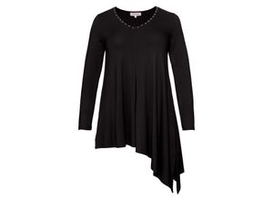 4061303015494 - Große Größen Longshirt mit Zipfel schwarz Gr44 46