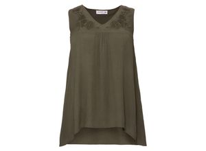 4061303017283 - Große Größen Blusentop mit Stickereien dunkelkhaki Gr52