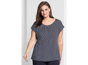 4061303017481 - Große Größen Shirt mit Falten seitlich am Ausschnitt marine bedruckt Gr56 58 4061303017481 - Große Größen Shirt mit Falten seitlich am Ausschnitt marine bedruckt Gr56 58