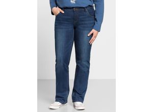 4061303038936 - Große Größen Gerade Stretch-Jeans mit Used-Effekten blue Denim Gr96