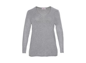 4061303039254 - Große Größen Pullover mit Rollkanten an allen Abschlüssen grau meliert Gr56 58 4061303039254 - Große Größen Pullover mit Rollkanten an allen Abschlüssen grau meliert Gr56 58