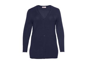 4061303039407 - Große Größen Basic Cardigan mit Rollkanten an allen Abschlüssen marine Gr52 54