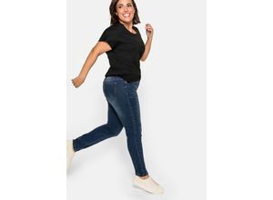 4061303039568 - Große Größen Skinny Stretch-Jeans mit Bodyforming-Effekt dark blue Denim Gr48