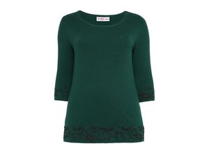 4061303093720 - Große Größen Pullover mit Intarsien und 3 4-Ärmeln tiefgrün Gr48 50