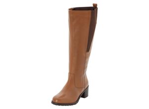 4061303265127 - Große Größen Weitschaftstiefel aus Leder mit Stretch-Einsatz cognac Gr41