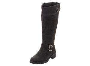 4061303327535 - Große Größen Weitschaftstiefel aus Leder mit Zierband schwarz Gr42 4061303327535 - Große Größen Weitschaftstiefel aus Leder mit Zierband schwarz Gr42