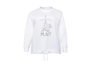 4061303465893 - Große Größen Sweatshirt mit Eiffelturmdruck und Bindeband weiß Gr44 46