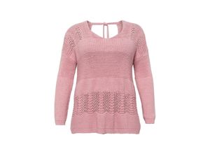 4061303476455 - Große Größen Pullover aus Bändchengarn im Ajourstrick rosé Gr56 58