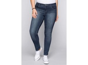 4061303489110 - Große Größen Schmale Stretch-Jeans mit Waschung dark blue Denim Gr44