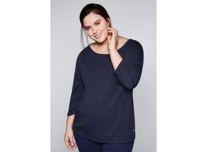 4061303503779 - Große Größen Sweatshirt mit 3 4-Arm und Rundhalsausschnitt marine Gr44 46