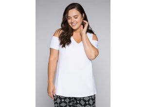 4061303546271 - Große Größen Strandshirt im schulterfreien Schnitt weiß Gr52 54