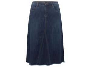 4061303576346 - Große Größen Jeansrock mit Gummibund und Fransen am Saum blue used Denim Gr44