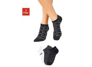 4061303577114 - Große Größen Bench Sneakersocken (3 Paar) im trendigen Logodesign schwarz+weiß+grau Gr35 38