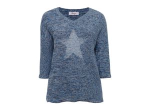 4061303628526 - Große Größen Strickpullover mit eingestricktem Sternmotiv marine meliert Gr44 46