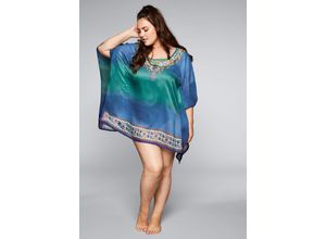 4061303713017 - Große Größen Strand-Tunika mit Ziersteinen aqua bedruckt Gr48 50