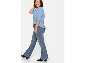 4061303760837 - Große Größen Bootcut-Jeans in 5-Pocket-Form mit Used-Effekten blue Denim Gr116