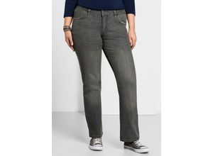 4061303760844 - Große Größen Bootcut-Jeans in 5-Pocket-Form mit Used-Effekten grey Denim Gr26