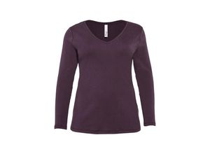 4061303764866 - Große Größen Langarmshirt mit V-Ausschnitt pflaume Gr44 46