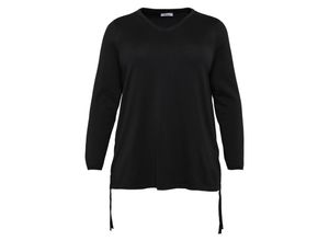 4061303837980 - Große Größen Longpullover mit seitlicher Raffung schwarz Gr48 50