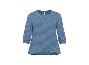 4061303840379 - Große Größen Shirt mit Zierleiste und 3 4-Ärmeln rauchblau Gr44 46