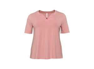 4061303888876 - Große Größen Shirt mit Blende aus Chiffon am Ausschnitt rosenquartz Gr44 46