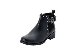 4061303920163 - Große Größen Stiefelette aus Leder mit Nietenbesatz schwarz Gr44