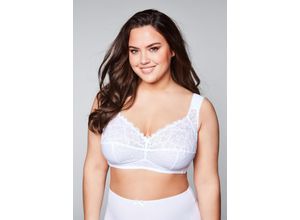 4061303965737 - Große Größen BH ohne Bügel mit leicht transparenter Spitze weiß Gr120F