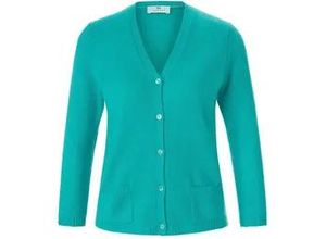 4061389819665 - Strickjacke aus 100% Premium-Kaschmir Cashmere türkis 46