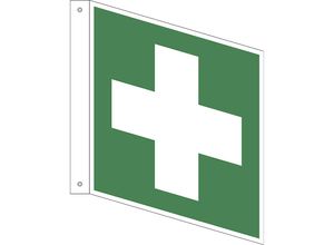 4061466027297 - Rettungszeichen Erste Hilfe VE 10 Stk Aluminium Fahnenschild 200 x 200 mm 4061466027297 - Rettungszeichen Erste Hilfe VE 10 Stk Aluminium Fahnenschild 200 x 200 mm