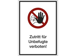 4061466043334 - Kombizusatzschild mit Text für Verbotszeichen Zutritt für Unbefugte verboten VE 10 Stk Folie LxHxT 105 x 148 x 01 mm