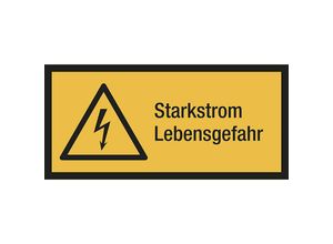 4061466043976 - Kombischilder mit Text für Warnkennzeichen Starkstrom Lebensgefahr rechteckig VE 10 Stk Folie LxH 131 x 65 mm