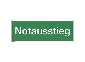 4061466054194 - Kombizusatzschild mit Text für Rettungszeichen Notausstieg Folie VE 10 Stk Folie langnachleuchtend LxHxT 297 x 105 x 04 mm