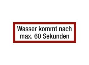 4061466062403 - Brandschutzkennzeichen für die Feuerwehr Wasser kommt nach max 60 Sekunden VE 10 Stk Kunststoff LxH 297 x 105 mm kaiserkraft