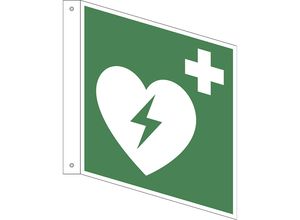 4061466069938 - Rettungszeichen Automatisierter externer Defibrillator VE 10 Stk Kunststoff Fahnenschild 200 x 200 mm 4061466069938 - Rettungszeichen Automatisierter externer Defibrillator VE 10 Stk Kunststoff Fahnenschild 200 x 200 mm