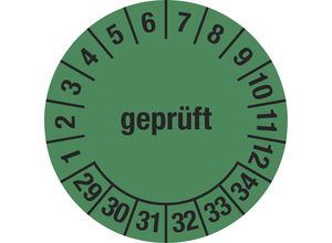 4061466112900 - Mehrjahresplakette geprüft grün Dokumentenfolie Ø 30 mm VE 10 Stk 29 - 34