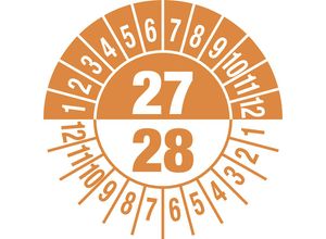 4061466112917 - Prüfplakette Mehrjahreszahlen Dokumentenfolie Ø 25 mm VE 10 Stk 27 28 orange