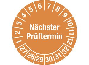 4061466112979 - Nächster Prüftermin Mehrjahreszahlen Dokumentenfolie Ø 25 mm VE 10 Stk 27 - 32 orange