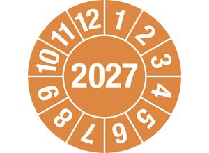 4061466113129 - Prüfplakette Jahreszahl 4-stellig Dokumentenfolie Ø 30 mm VE 10 Stk 2027 orange