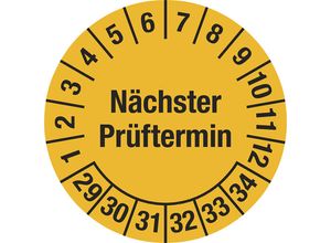 4061466113495 - Mehrjahresplakette Nächster Prüftermin Dokumentenfolie Ø 25 mm VE 10 Stk 29 - 34