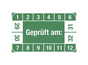 4061466113617 - Mehrjahresplakette Geprüft am LxH 40 x 25 mm VE 10 Stk grün 29 - 32