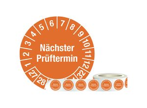 4061466114348 - Prüfplakette (Nächster Prüftermin) Folie Ø 30 mm 1 Rolle mit 1000 Stück 27 - 32 orange