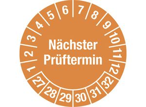 4061466114409 - Prüfplakette Mehrjahreszahlen sicherheitsgestanzte Folie Ø 30 mm VE 10 Stk 27 - 32 orange