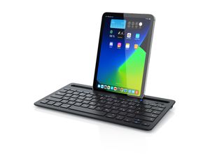 4061474005720 - Bluetooth Tastatur mit Tablet Halterung für iOS Android Windows QWERTZ Layout   mit Akku