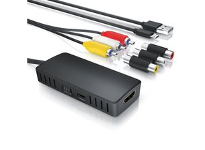 4061474006680 - CSL RCA auf HDMI Konverter AV Composite Adapter kompatibel zu Pal und NTSC Ausgabe 720p und 1080p FullHD Ladekabel für Videokameras Videorekorder