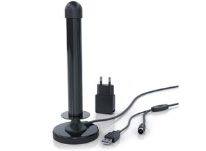 4061474006697 - DVB-T2 HD Antenne aktiv - Digitale HDTV Stabantenne Zimmerantenne Verstärkerantenne - 4 m Kabel USB und Koaxialstecker inkl USB Netzteil