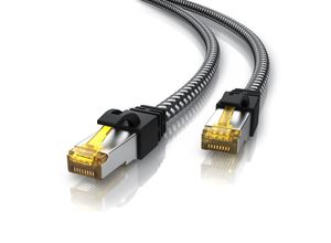 4061474007137 - Primewire Patchkabel CAT 7 Rohkabel mit Baumwollummantelung - Gigabit Ethernet LAN Kabel - 10 Gbit s - S FTP PIMF Schirmung - Netzwerkkabel - 15m