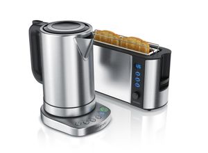 4061474009636 - Arendo Frühstücks-Set in Edelstahl Design - Wasserkocher mit Temperaturauswahl & Toaster