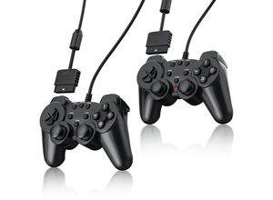 4061474012643 - CSL 2x PlayStation-Controller PS2 Gamepad mit Dual Vibration (Rumble Effekt) Präzision & Komfort