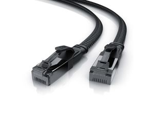 4061474124247 - Primewire CAT 81 Netzwerkkabel Flach 40 Gbits Baumwollmantel LAN Kabel Patchkabel Gigabit RJ45 Ethernet Cable Flachbandkabel Verlegekabel - 15m